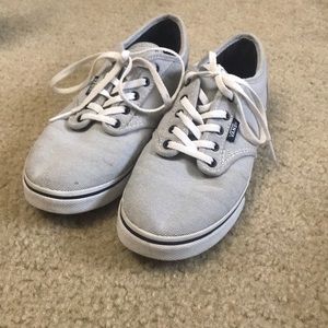 Navy and White Striped Vans